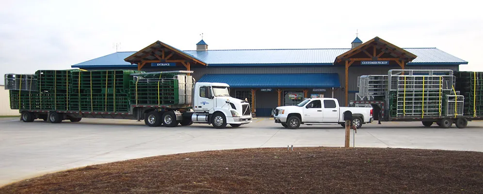 Heritage Gate delivery truck loaded with panels at the facility